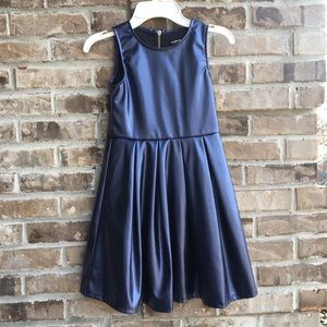 Kidpik girls navy faux leather dress size 6